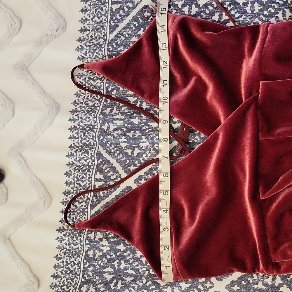 Express Velvet Burgundy Jumpsuit - Picture 6 of 11